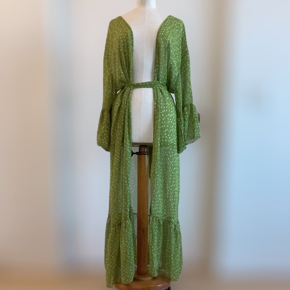 NEW Beach Bikini Cover Up - Light Green Patterned - Picture 2 of 10